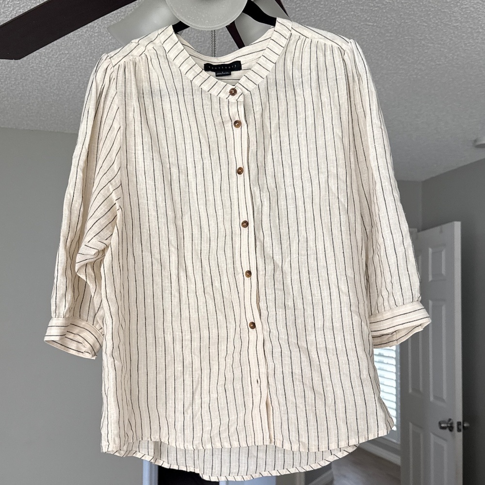 Linen button down blouse